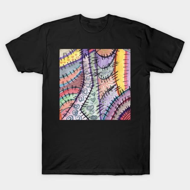 Patchwork handpainted art T-Shirt by FilMate